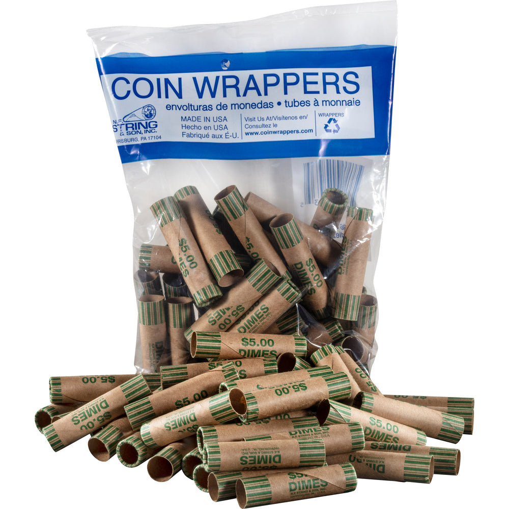 Tube de pièces de monnaie en papier, dix sous, paquet de 36