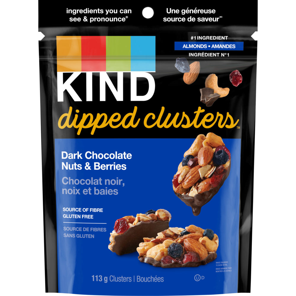 KIND Dipped Clusters - Chocolat noir, noix et baies - 113 g