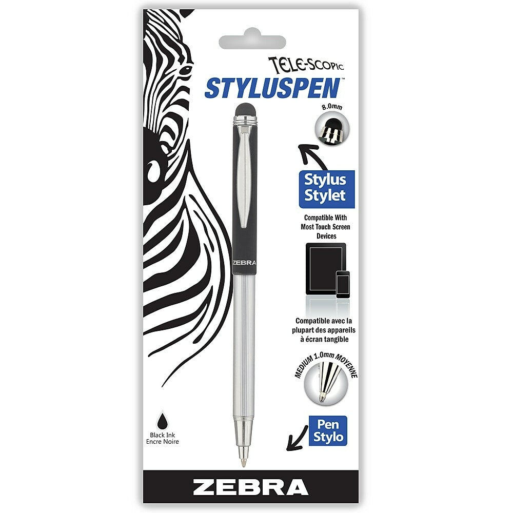 Stylet à bille télescopique Zebra - Noir