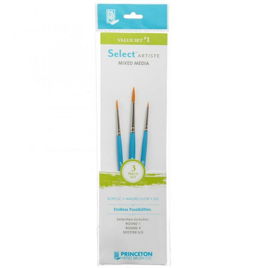Ensemble de pinceaux Princeton Select Artiste pour techniques mixtes, 3 pièces