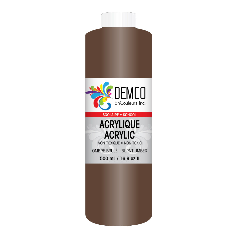 DEMCO EnCouleurs Inc School Acrylic Paint - 500 mL - Burnt Umber