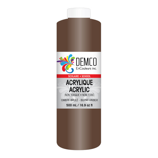 DEMCO EnCouleurs Inc School Acrylic Paint - 500 mL - Burnt Umber