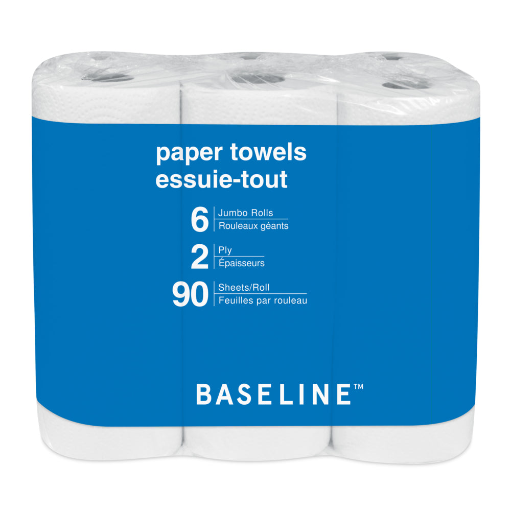 Baseline 2-Ply Paper Towel - 90 Sheets Per Roll - White - 6 Pack
