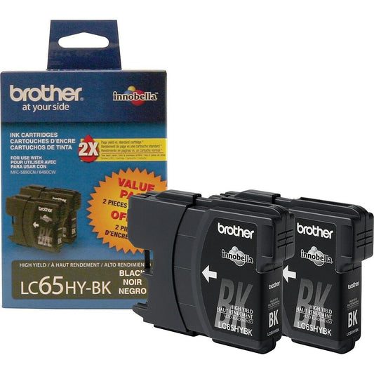 Cartouches d'encre noire Brother LC65, haut rendement, lot de deux (LC652PKS)