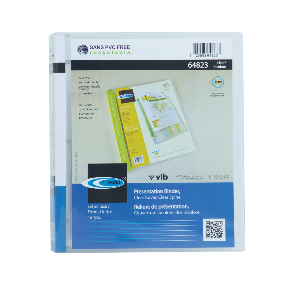 Filemode Presentation Binder - Clear - 1" Ring