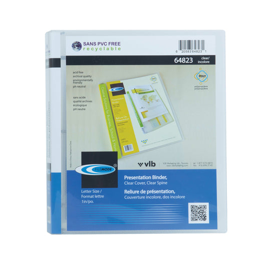 Filemode Presentation Binder - Clear - 1" Ring