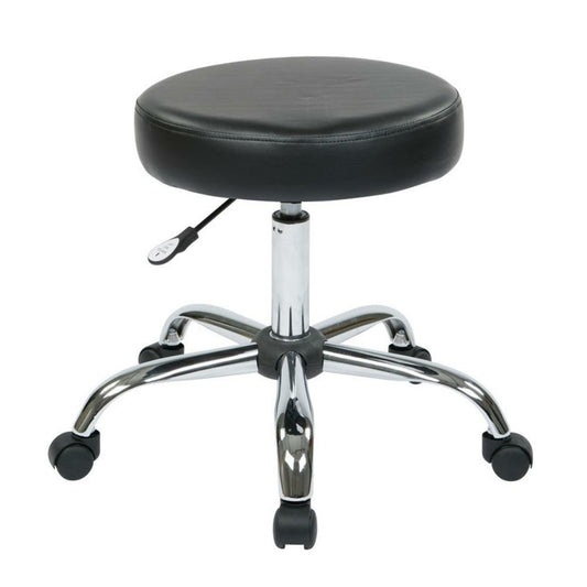 Worksmart Swivel Stool black vinyl seat with base chrome
