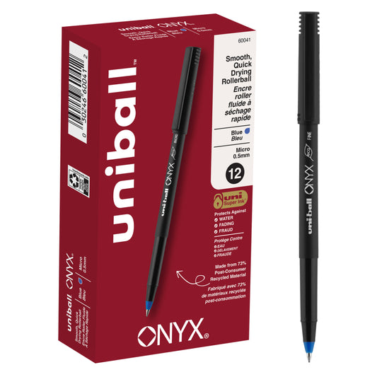 Stylo roller Uni-Ball ONYX - Micropointe (0,5 mm) - Bleu