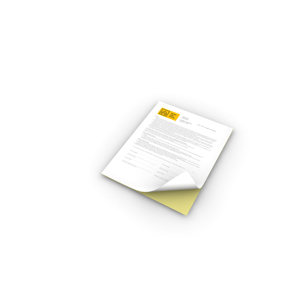 Papier autocopiant Xerox Revolution 2 parties - 20 lb - 8,5 po x 11 po - Blanc/canari - 2 rames/caisse - Paquet de 2 500
