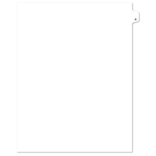 Apak Alphabetical Index Tab - Letter B - White - 8 1/2" x 11" - 1/26th Cut - Unpunched - 25 Pack