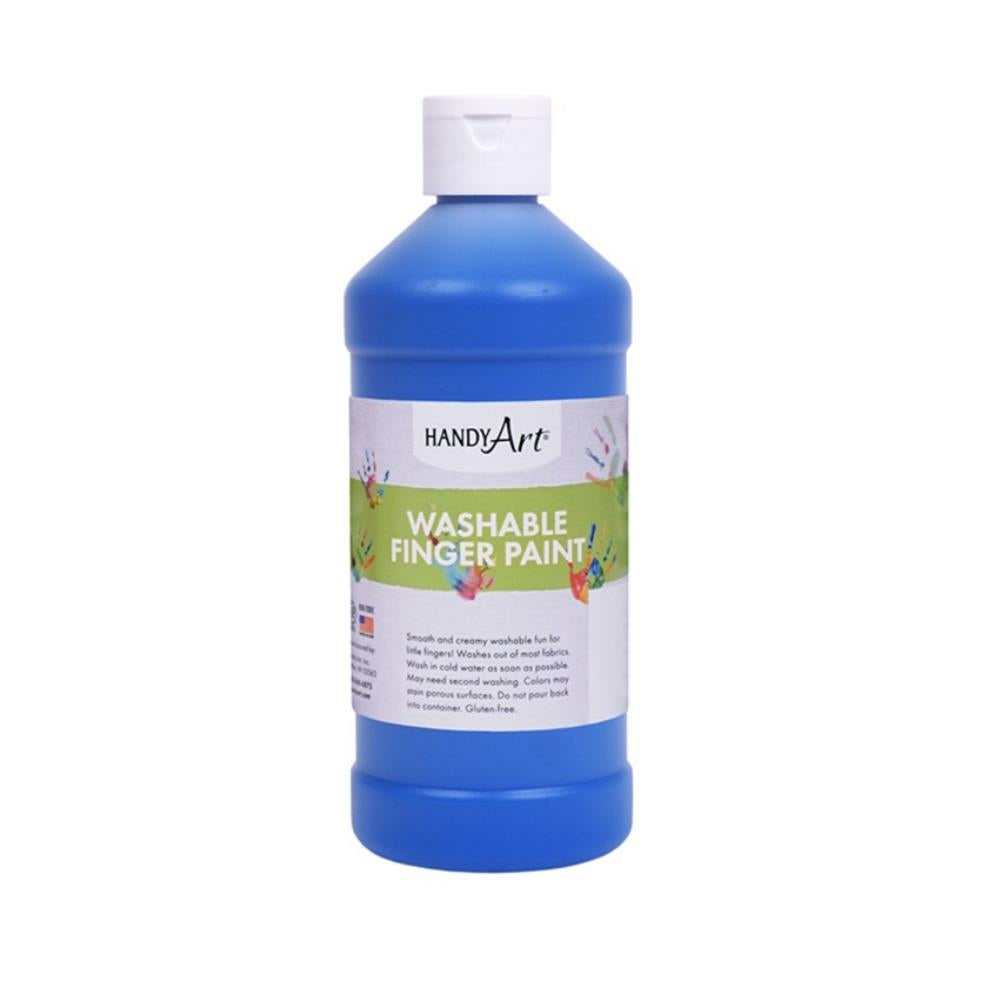 Handy Art Washable Flourescent Finger Paint, Flourescent Blue, 473ml
