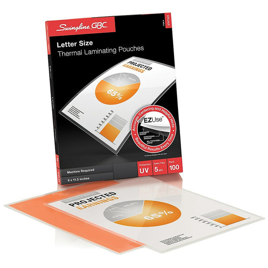 Swingline GBC Clear EZUse LongLife Speed Thermal Laminating Pouches - 5 mil - Letter - 100 Pack