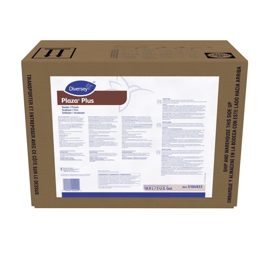 Diversey PlazaTM/MC Plus 5 gal Floor Hard Surface Sealer/Finish - White