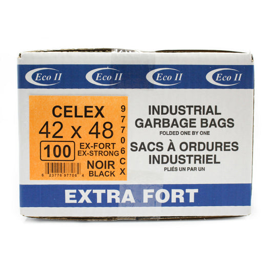 Eco II Garbage Bags - Extra Strong - 42" x 48" - Black - 100 Pack