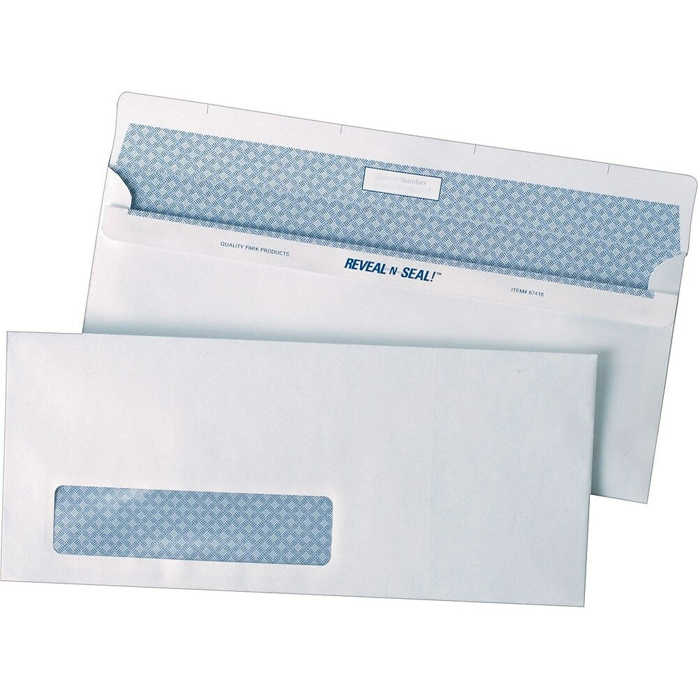 Quality Park Reveal-N-Seal #10 Window Envelopes - 4-1/8" x 9-1/2" - 500 Pack