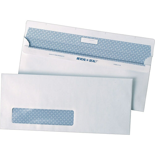 Quality Park Reveal-N-Seal #10 Window Envelopes - 4-1/8" x 9-1/2" - 500 Pack
