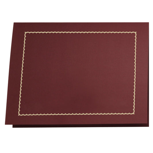 St. James Classic Linen Certificate Holders with Gold Foil - 8.5" x 11" Burgundy - 5 Pack