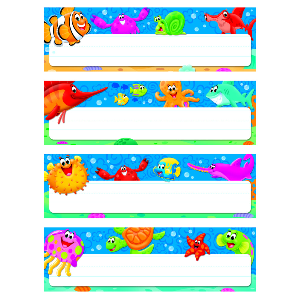 TREND enterprises Sea Buddies Desk Toppers Plaques nominatives Assortiment - 2,87" x 9,5" - 32 bandes