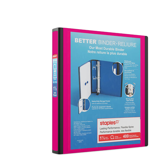 Staples Better Binder - 1-1/2" - Pink