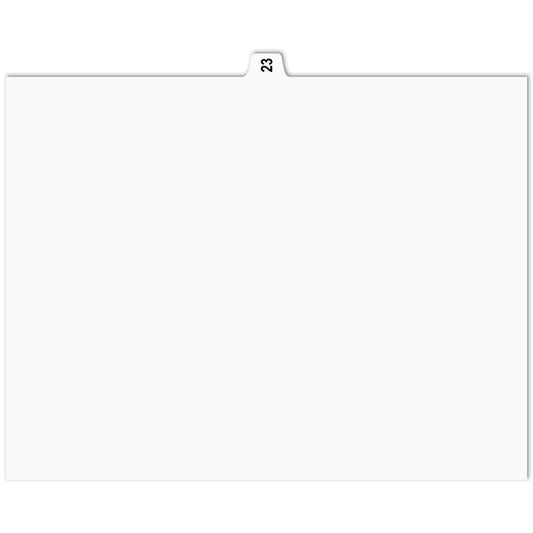 Onglets d'indexation numérique Apak - n° 23 - Blancs - 8 1/2" x 11" - Coupe 1/15e - 110 lb - Non perforés - Paquet de 25