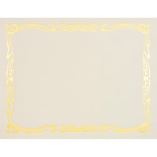 St. James Elite Bond Certificates - Natural Linen with Deco Gold Foil Design - 12 Pack