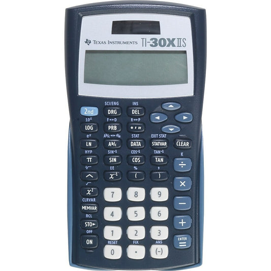 Calculatrice scientifique solaire Texas Instruments TI-30XIIS à 2 lignes, bleu marine