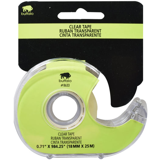 Buffalo Clear Tape with Plastic Dispenser - 0.7" W x 984" L