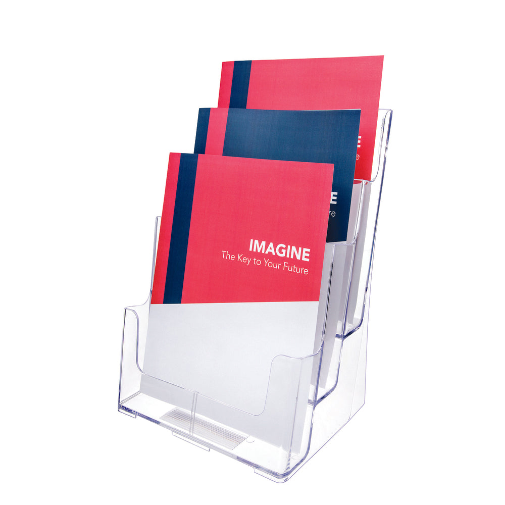 Deflecto DocuHolder Literature Holder - 3 Compartments - Magazine Size - Clear (77301)