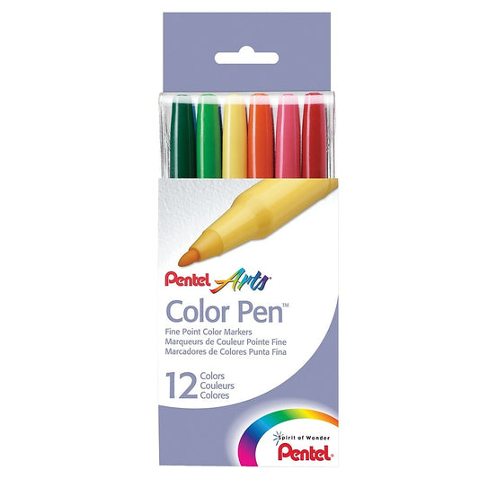 Marqueurs de couleur Pentel Arts Sign Pen - Pointe fine - Assortiment - Lot de 12