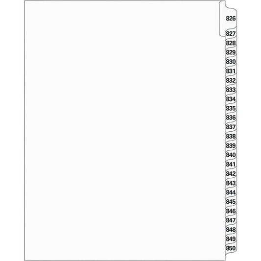 Supreme Litigation Tabs 25th Cut Numeric Set 11" White #826-850