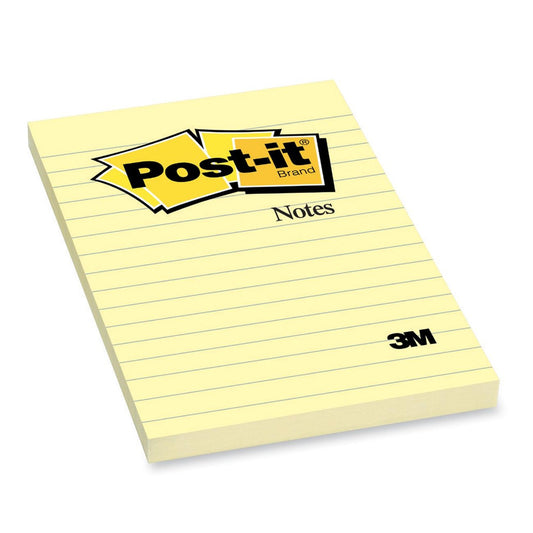 Post-it Notes - Lined - 4" x 6" - Canary Yellow - 100 Sheets/Pad - 12 Pads/Pack