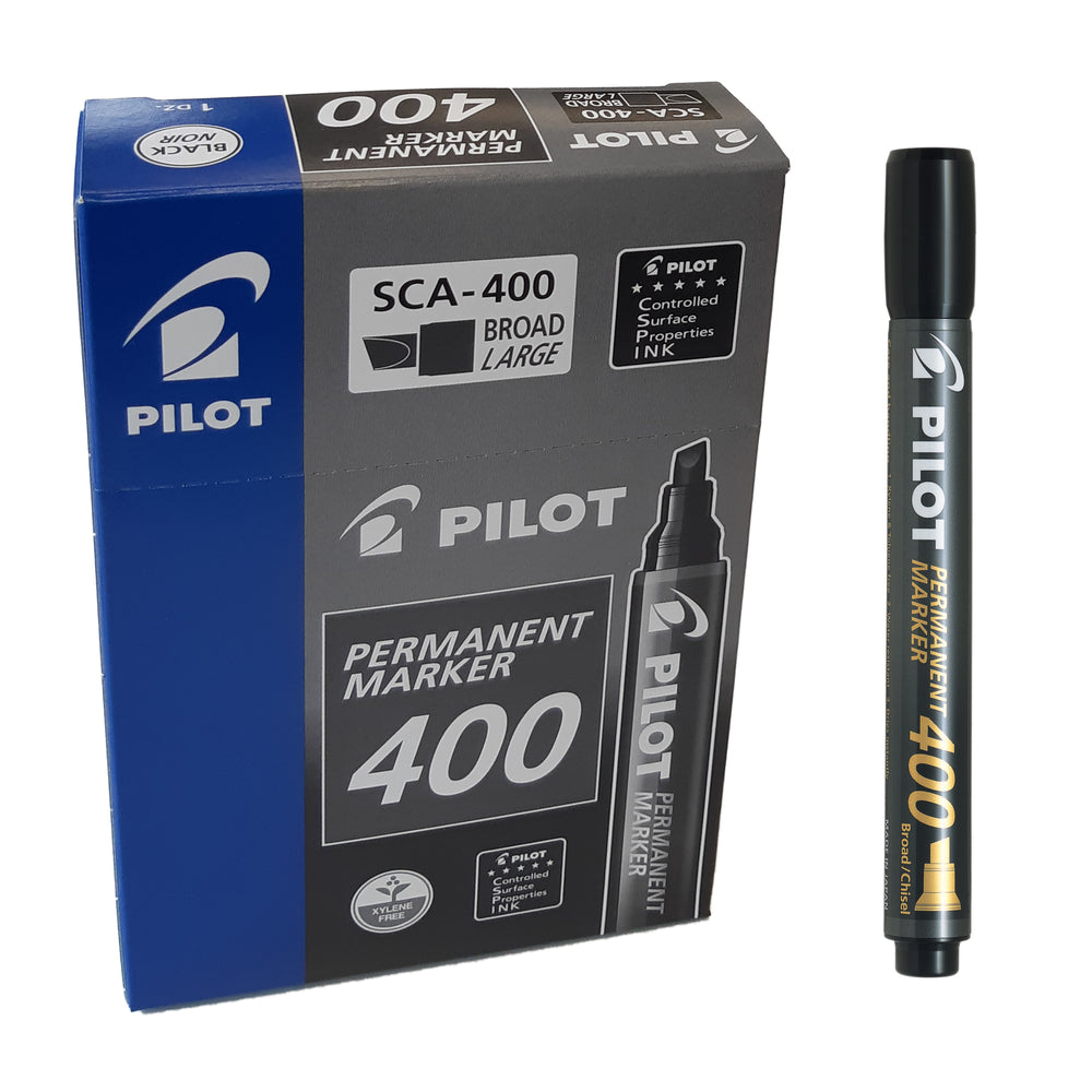 Pilot Permanent Markers - Chisel Tip - Black - 12 Pack