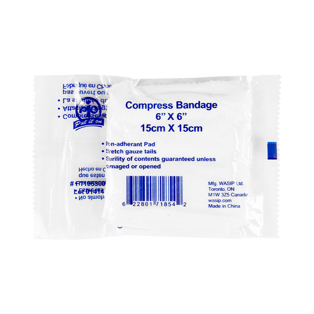 Pansements compressifs Wasip - 15 cm l x 15 cm L - Lot de 6