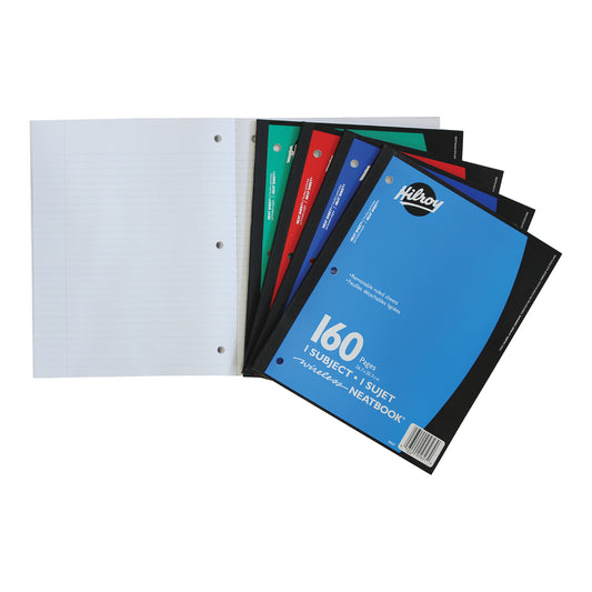 Cahier Hilroy Neatbook 3 trous, un sujet - 20,3 x 26,7 cm - Ligné - 160 feuilles - Couleurs assorties