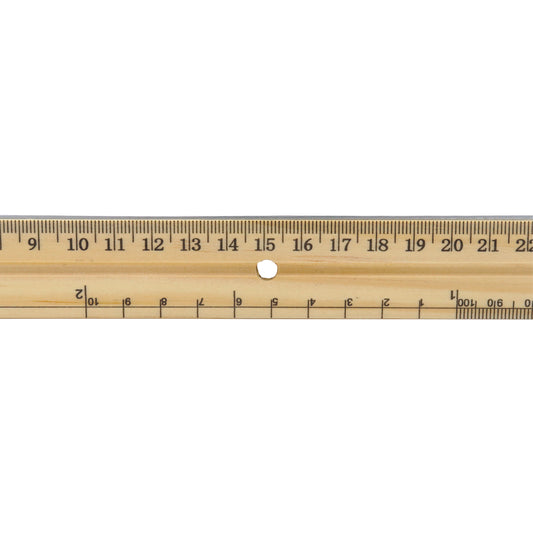 Règle d'école en bois Westcott avec bord en métal - 30 cm