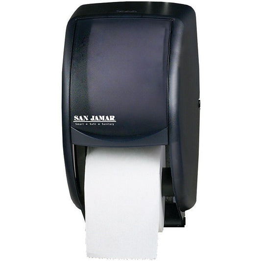 San Jamar Duett Toilet Paper Roll Dispenser, Black
