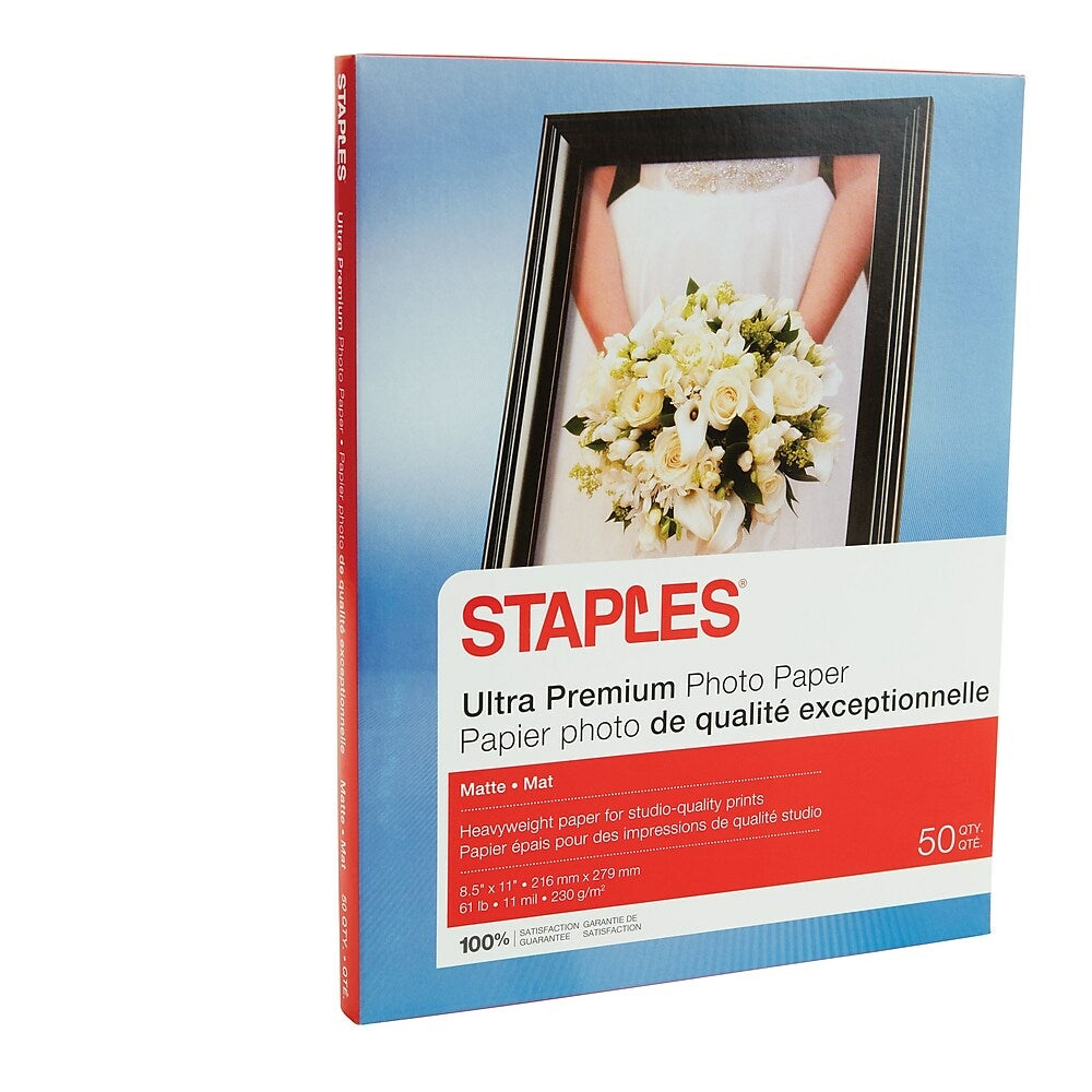 Papier photo Staples Ultra Premium - Mat - 8-1/2" x 11" - Paquet de 50