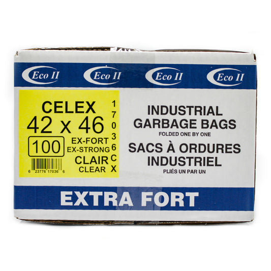 Eco II Garbage Bags - 42" x 46" -  Extra Strong - Clear Tint - 100 Pack