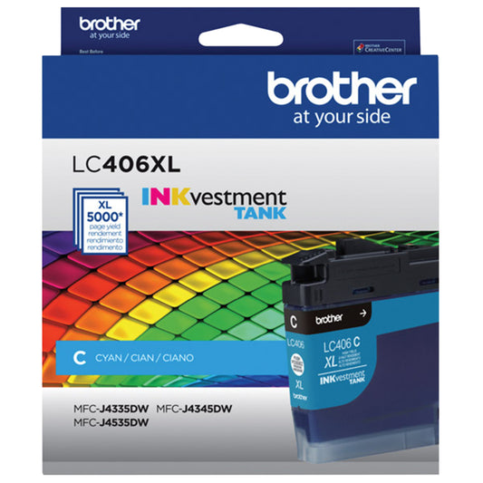 Brother Genuine LC406XLCS High-Yield Cyan Ink Cartridge