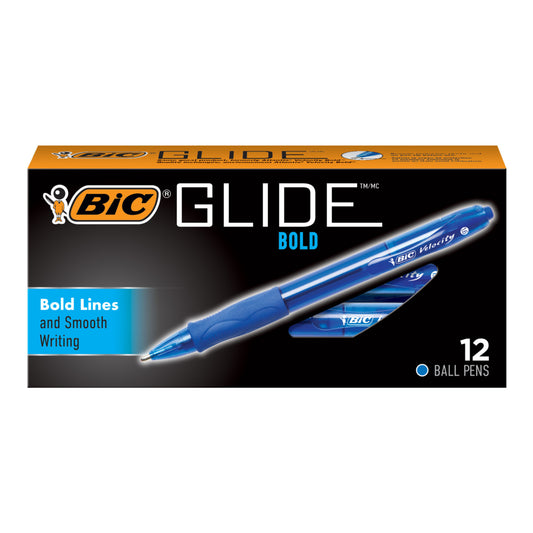BIC Glide Bold Ballpoint Pen Bold Point - 1.6mm - Blue - 12 Pack