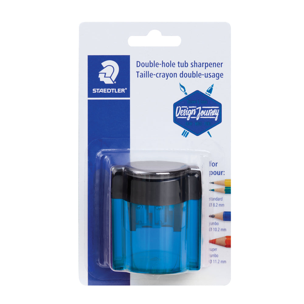 Taille-crayon Staedtler en plastique de qualité supérieure avec réceptacle ovale - 2 trous - Couleurs assorties - 1 paquet