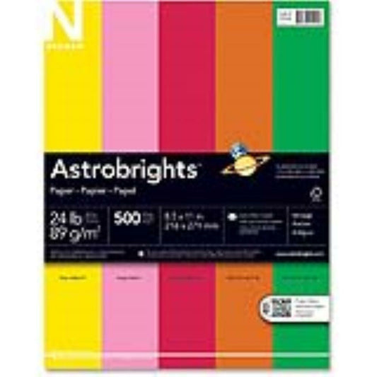 Papier Astrobrights Bright Colours - 24 lb - 8-1/2" x 11" - Couleurs assorties