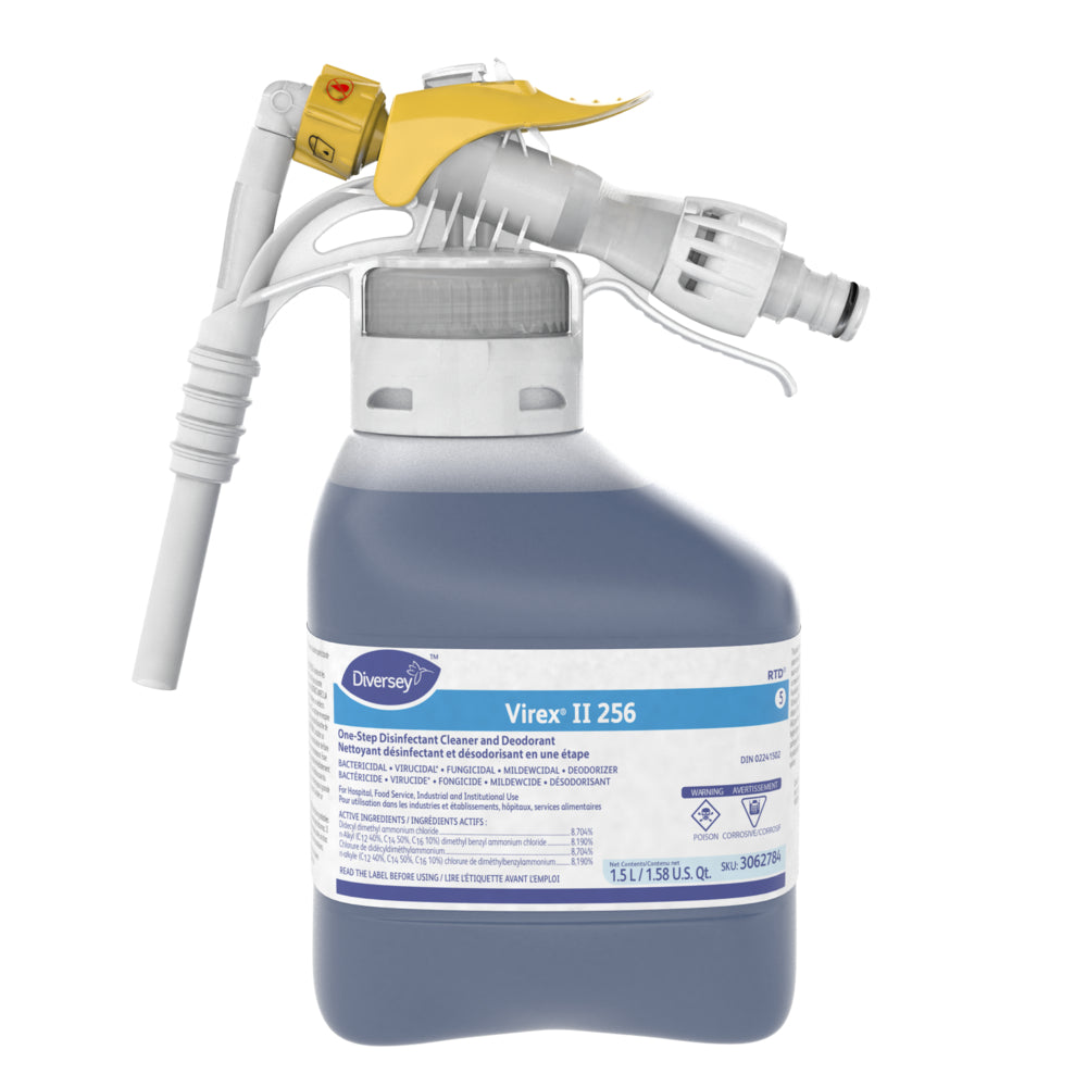 Nettoyant désinfectant et déodorant Diversey RTD Virex II 256 - 1 1/2 L - Paquet de 2