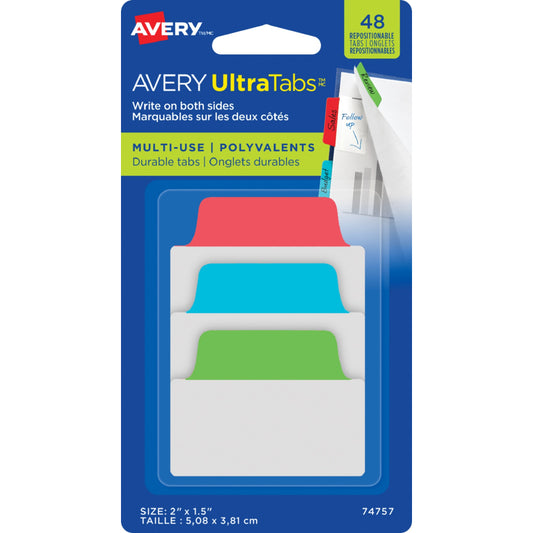 Onglets Avery Ultra - 2" x 1,5" - Couleurs primaires - Paquet de 48