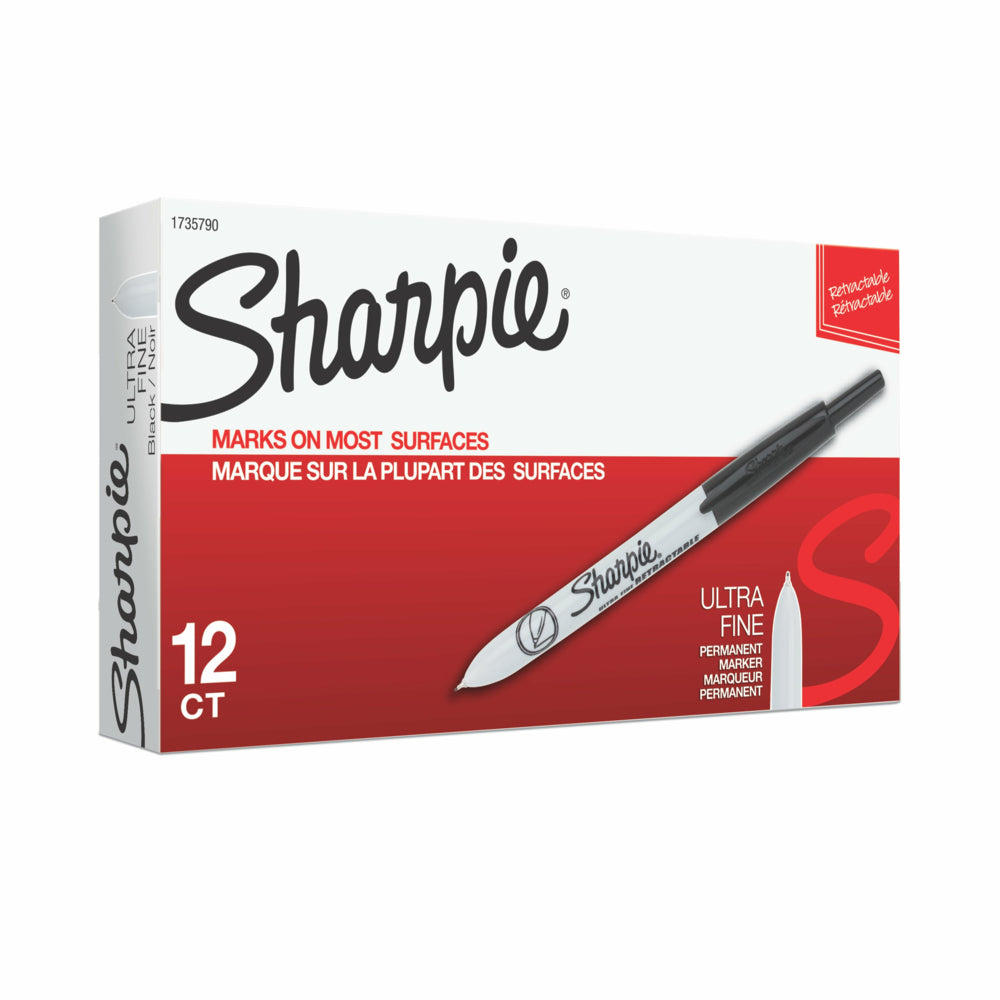 Sharpie Retractable Permanent Markers - Ultra Fine Point - Black - 12 Pack