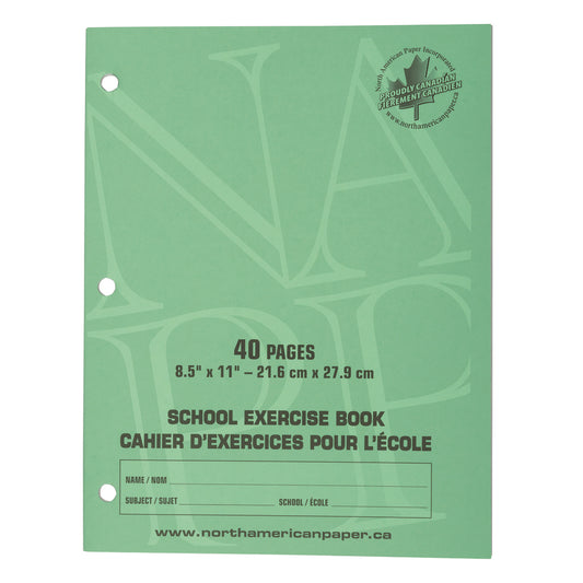 Cahiers d'exercices North American Paper Inc. - 8,5" x 11" - Uni - 40 pages - Paquet de 25