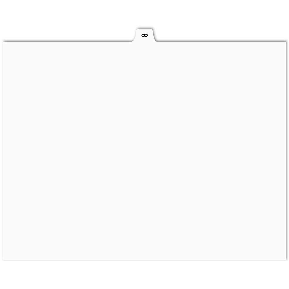 Apak Numerical Index Tabs - #8 - White - 8 1/2" x 11" - 1/15th Cut - 110 lb. - Unpunched - 25 Pack