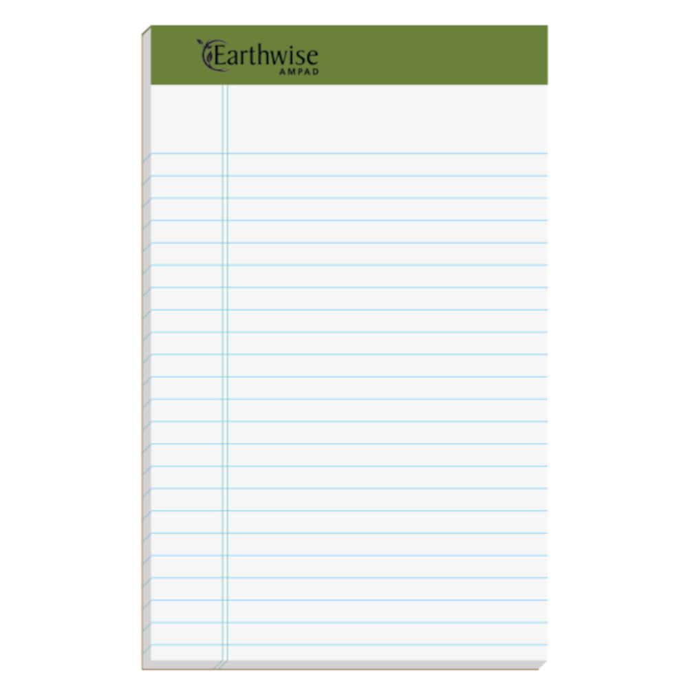 Tops Ampad Earthwise Recycled Writing Pads - Both Side Ruling Surface - 5" W x 8" L - White Paper - 40 Sheets - 20 lb Weight