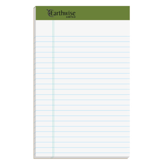 Tops Ampad Earthwise Recycled Writing Pads - Both Side Ruling Surface - 5" W x 8" L - White Paper - 40 Sheets - 20 lb Weight