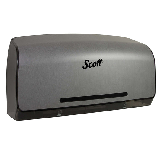 Scott Pro JRT Twin Bathroom Tissue Dispenser - 20.25" x 6.25" x 11.6" - Faux Stainless Steel